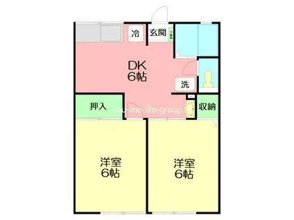 ベルヴィル大磯(2DK/2階)の間取り写真