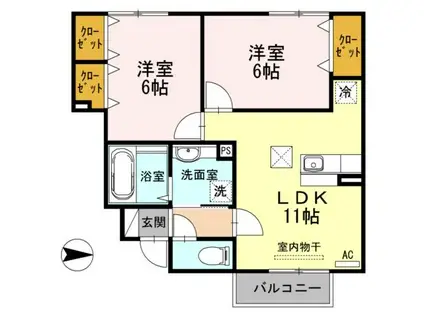 メゾン・ド 白山(2LDK/1階)の間取り写真