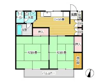 コーポグリーンヒル(2DK/1階)の間取り写真