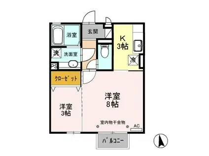 セジュールKTK(1LDK/2階)の間取り写真