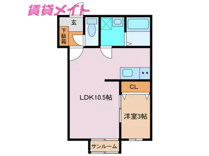 VIVRE(1LDK/2階)の間取り写真