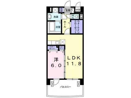 サウスグランパス(1LDK/4階)の間取り写真