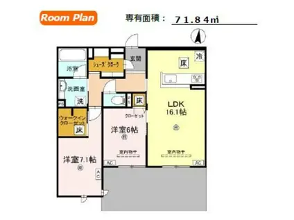 ロンジェヴィータ(2LDK/1階)の間取り写真