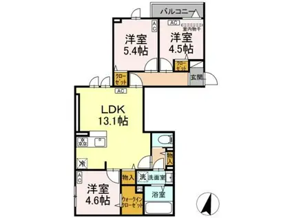 セレスティア江戸川II(3LDK/2階)の間取り写真