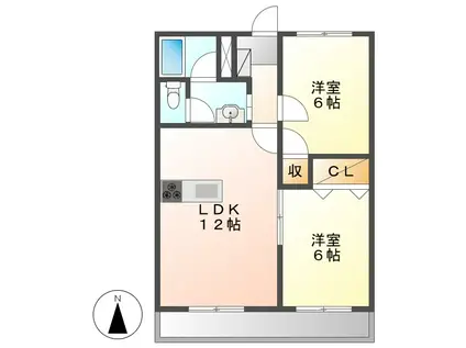 清和ハイツ(2LDK/2階)の間取り写真