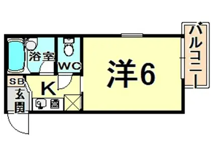 ポムドベール(1K/3階)の間取り写真