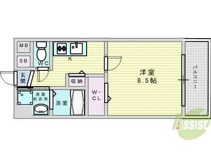 スプランディッド新大阪DUE(1K/3階)の間取り写真