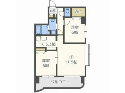 円山ガーデンヒルズ(2LDK/9階)の間取り写真