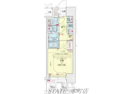 プレサンス南堀江ザ・センス(1K/5階)の間取り写真