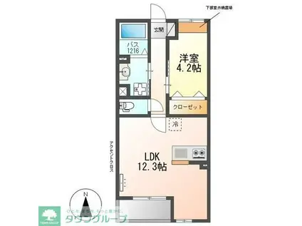 SKY FUENTEスカイ フェンテ(1LDK/1階)の間取り写真