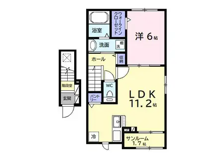 ヒカルサ市原姉ヶ崎サウス(1LDK/2階)の間取り写真