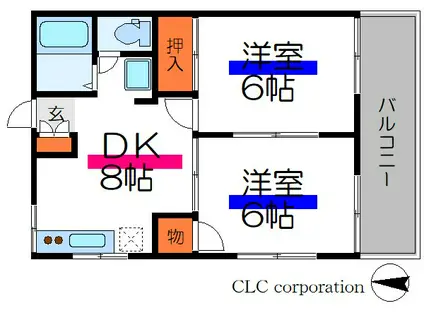 ユアハイツ(2DK/2階)の間取り写真