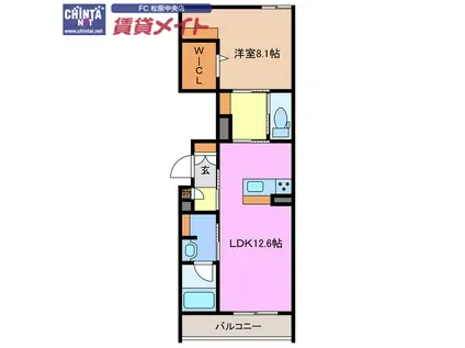 シャーメゾン松阪中央(1LDK/2階)の間取り写真