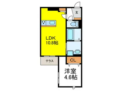 ラ・カーサ・ドルチェ海老江(1LDK/1階)の間取り写真