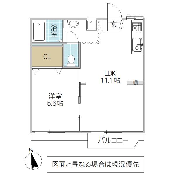 チェリーハイツ(1LDK/2階)の間取り写真