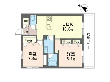 ガーデン片倉(2LDK/2階)の間取り写真