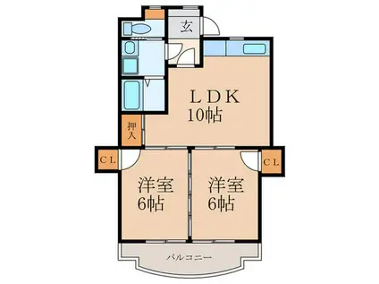 ブロックスビル(2LDK/3階)の間取り写真