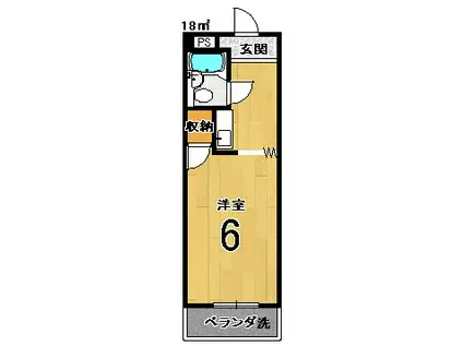 ローディ・ジャポニカ(1K/2階)の間取り写真