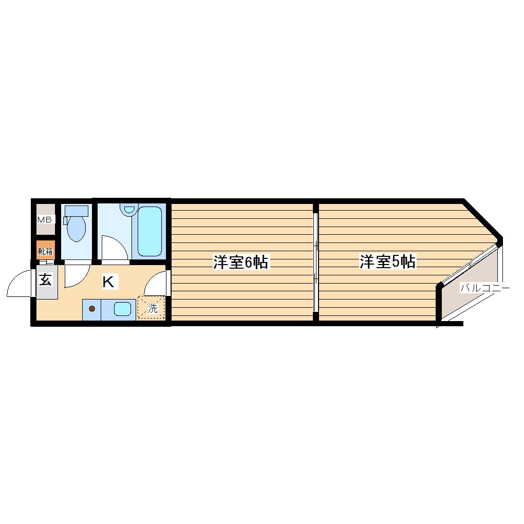 バリュー大和町(2K/4階)の間取り写真