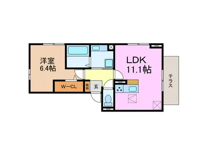 メイプル(1LDK/1階)の間取り写真
