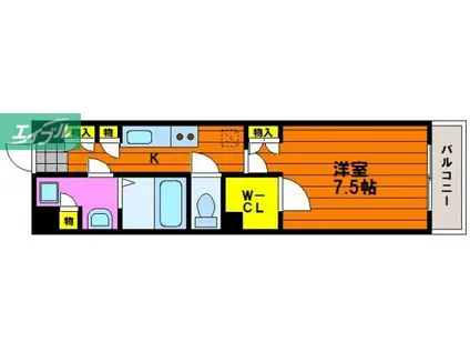 ヴィラ プリマ(1K/5階)の間取り写真