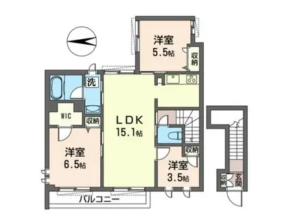 RISING SUN VII(3LDK/2階)の間取り写真