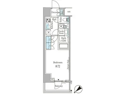 ルビア赤坂(1K/7階)の間取り写真