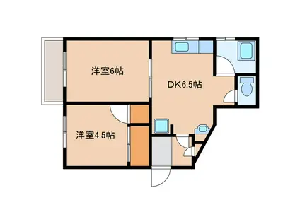 マ・ピエスI(2DK/1階)の間取り写真