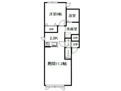 メアリー(1LDK/1階)の間取り写真