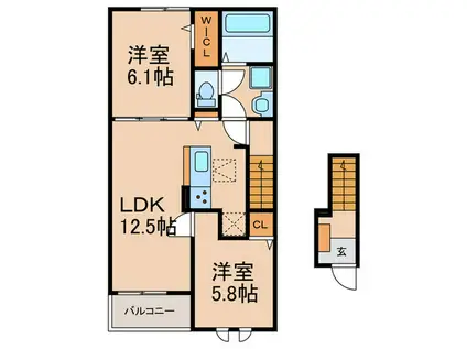 サンリット ヒルズ C(2LDK/2階)の間取り写真
