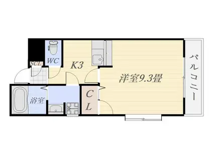 ＪＲ鹿児島本線 鹿児島中央駅 徒歩9分 4階建 築23年(1K/4階)の間取り写真