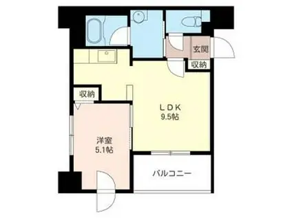 COULEUR COURT YAMAHANA(1LDK/7階)の間取り写真