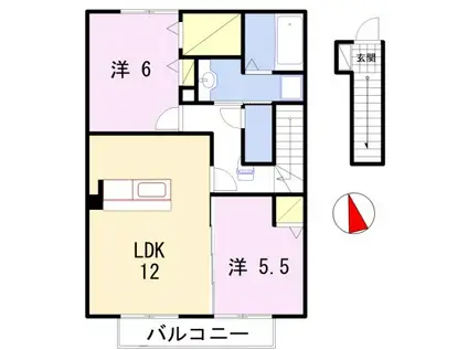 カーサフィオーレ(2LDK/2階)の間取り写真