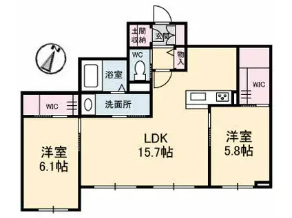 ヴェルデマ―レ(2LDK/1階)の間取り写真