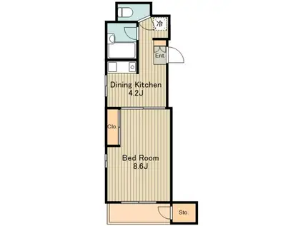 リメール三鷹(1DK/2階)の間取り写真