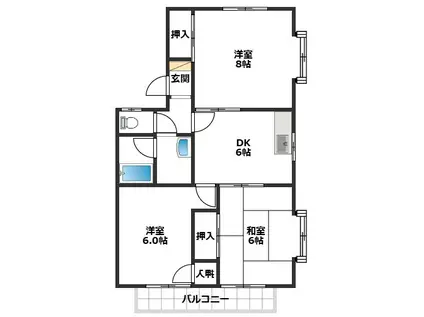 瀬戸タウン(3DK/2階)の間取り写真