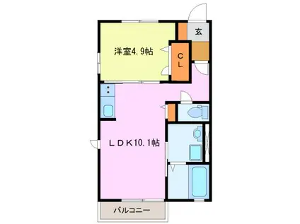 メイホープ(1LDK/1階)の間取り写真