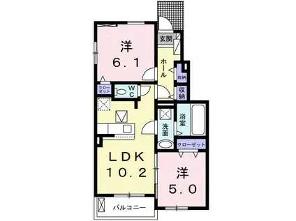 ルワンジュ草尾I(2LDK/1階)の間取り写真