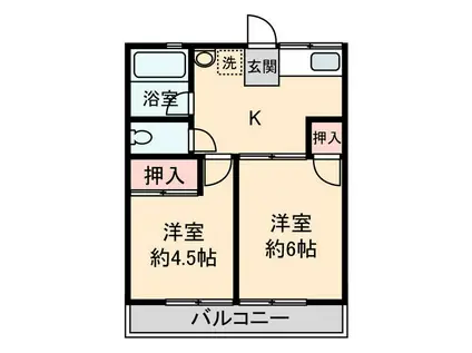 シティハイムローズ(2K/1階)の間取り写真