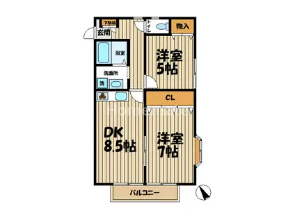 サクロス柏陽(2DK/1階)の間取り写真