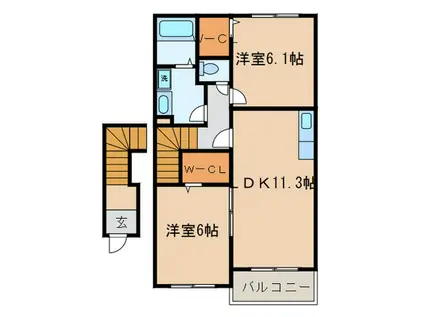 アレグリア(2LDK/2階)の間取り写真