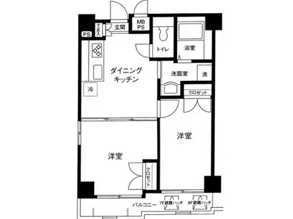 クレアシオン中野北(2DK/7階)の間取り写真