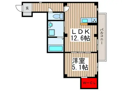 ニューサンハイム(1LDK/3階)の間取り写真