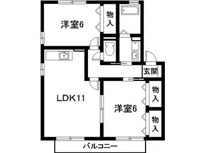 セジュール八幡(2LDK/2階)の間取り写真