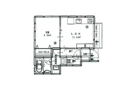 CASA FELICE I(1DK/1階)の間取り写真