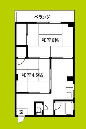 第二住吉苑(2K/3階)の間取り写真