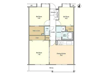 コーポレート相生(3DK/1階)の間取り写真