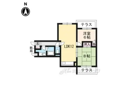 レワード桂(2LDK/1階)の間取り写真