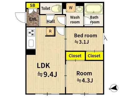 DS VARIE NERIMA RESIDENCE(2LDK/4階)の間取り写真