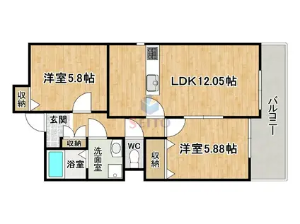 メゾン リノア蛍池(2LDK/3階)の間取り写真